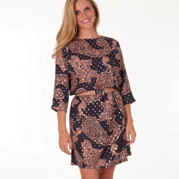 Tracy Negoshian Dresses & Skirts - 🍩NWT Tracy Negoshian Paisley Dot Dress w/Belt